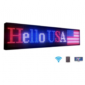 HS Outdoor Scrolling Led Sign Programmable P10 77’’x14’’ ， Digital Electronic Message Display Board RGB, Neon Sign Customizable With High Brightness for Business Advertising Store Restaurants